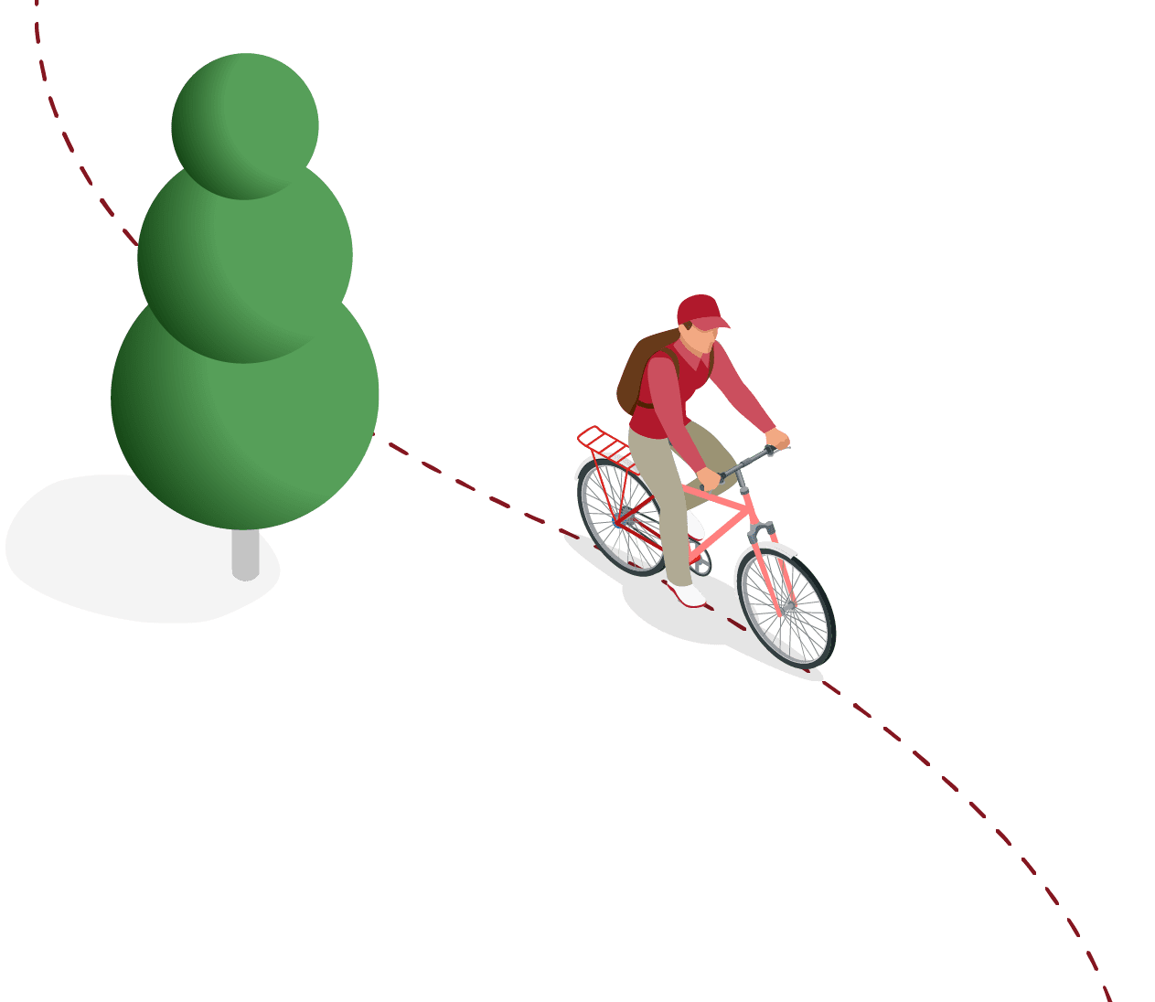 Man on bike with tree